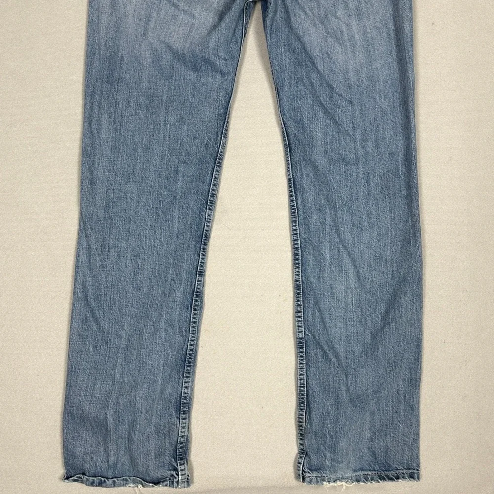 Levis 514 Jeans Mens 36X34 Blue Straight Fit Classic 5-Pocket Distressed Denim